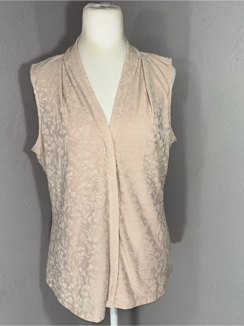 Calvin Klein Blush Floral Jacquard Sleeveless V-Neck Top
